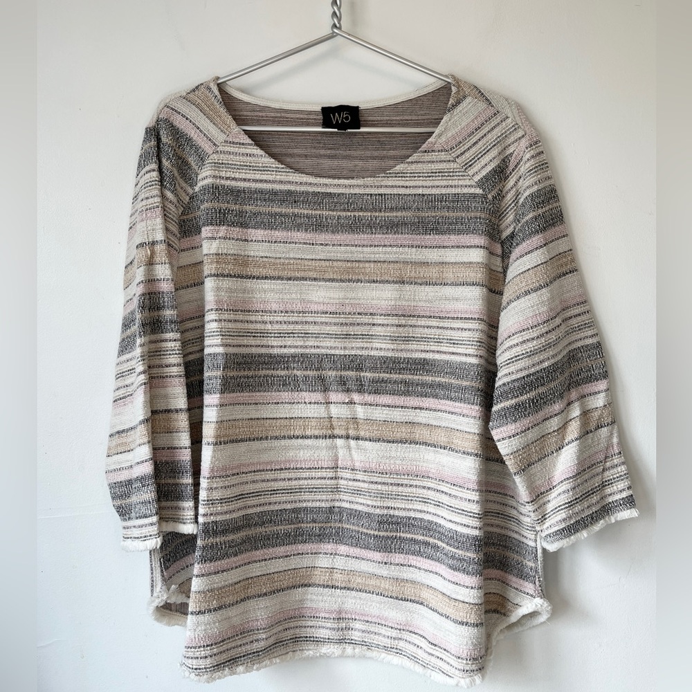 W5 Textured Striped Knit 3/4 Sleeve Shirt Size 2X